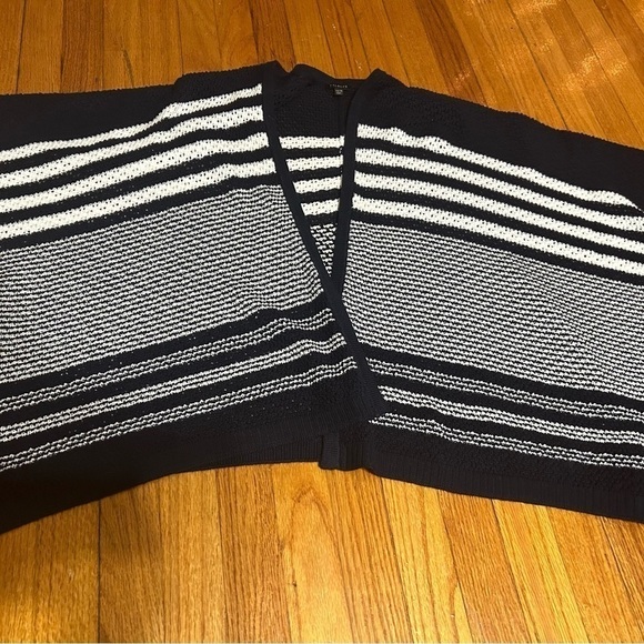 Talbots Womens Striped Sweater Poncho Cardigan Crochet Nautical Oversized XS/S - Picture 3 of 7